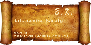 Balázsovics Károly névjegykártya